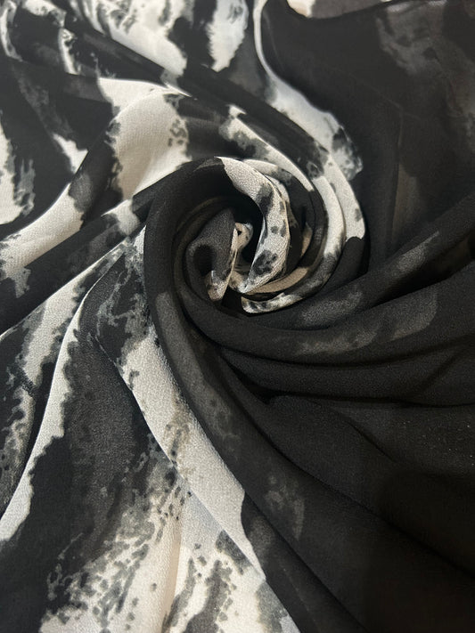 Beautiful Chiffon Print Black & White Classy Hijab